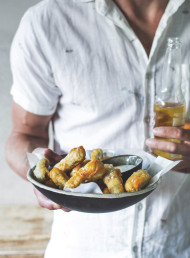 Beer-battered Gherkins with Dill Sour Cream