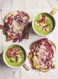 Green Pea and Mint Soup with Sticky Pork Hock