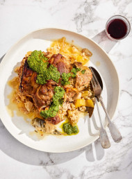 Milk-braised Pork Shoulder with Green Herb and Caper Sauce