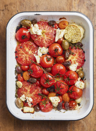 BLISTERED TOMATOES WITH OLIVES, GARLIC AND THYME