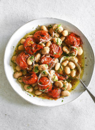 Burst Tomato, Butter Bean and Hot Honey Salad