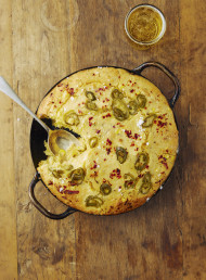 Cheesy Polenta Cornbread with Jalapeños