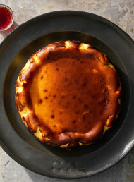 Basque Ricotta Cheesecake with Roasted Grapes 