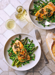 Seared Salmon with Preserved Lemon Butter and Spring Vegetables