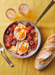 Sunny Side Up Baked Gnocchi with Spicy Tomato Sauce 