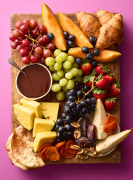 Fresh and Fruity Brunch Board with Chocolate Fudge Sauce