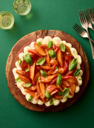 Sticky Elderflower and Almond Torte with Roasted Nectarines and Whipped Mascarpone
