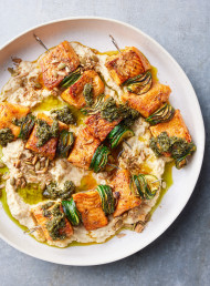 Spiced Salmon and Zucchini Skewers with Chimichurri