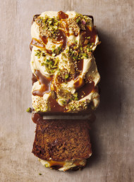 Easter-spiced Chocolate and Tahini Banana Loaf with Coconut Sugar Caramel 