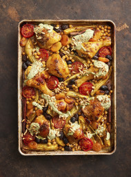 Moroccan Chicken Tray Bake with Minty Yoghurt Sauce