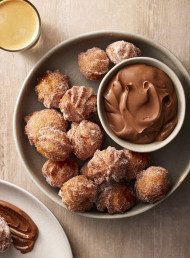 Cinnamon Sugar Churro Doughnuts with Dark Chocolate and Espresso Custard 
