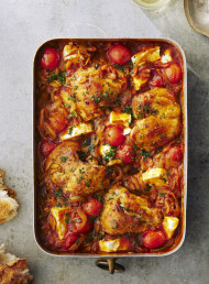 One-pan Tomato Orzo with Chicken and Feta 
