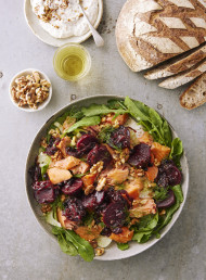 Hot Smoked Salmon Salad with Sweet and Sour Glazed Beetroot 