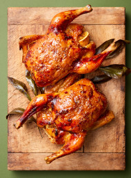 Glazed and Stuffed Roast Chickens 