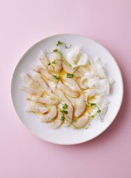 RAW FISH, WHITE SOY, PICKLED DAIKON AND GINGER OIL 