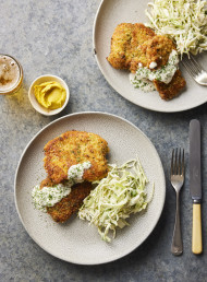 Beef Schnitzel with Horseradish and Mustard Slaw 