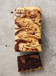 Gooey Chocolate Hazelnut Loaf with Caramelised White Chocolate Glaze 