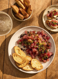 Tuna Tartare with Caper and Currant Agrodolce 