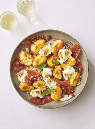 Summer Nectarine and Mozzarella Salad with Crispy Prosciutto 