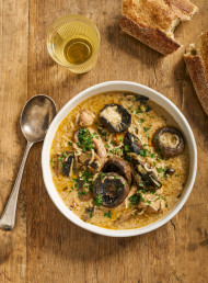 Creamy Chicken, Mushroom and Rice Soup 