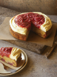 Rhubarb Cake with Cardamom Cream Cheese Icing 