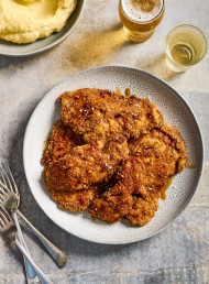 Pretzel-crumbed Chicken Schnitty with Chilli Maple 