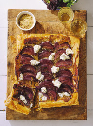 Roasted Red Onion and Herbed Cream Cheese Tarte Tatin 