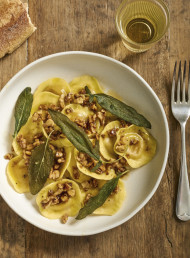 Pumpkin Ravioli with Crisp Sage, Browned Butter and Walnuts