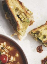 Mozzarella, Marinated Zucchini and Pesto Toastie