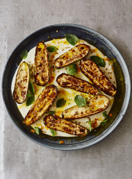 Grilled Courgettes with Warm Yoghurt and Saffron Butter