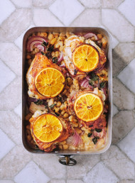 Ginger and Orange Braised Chicken with White Beans 