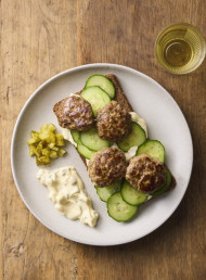 Pork and Dill Meatballs with Mustard and Pickle Mayo 