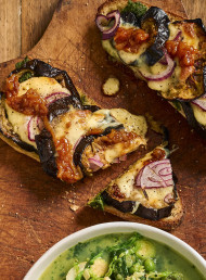Cheesy Eggplant and Herb Relish Toasties 
