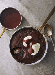 Chocolate Gingerbread Pudding with Chocolate Salted Caramel Sauce