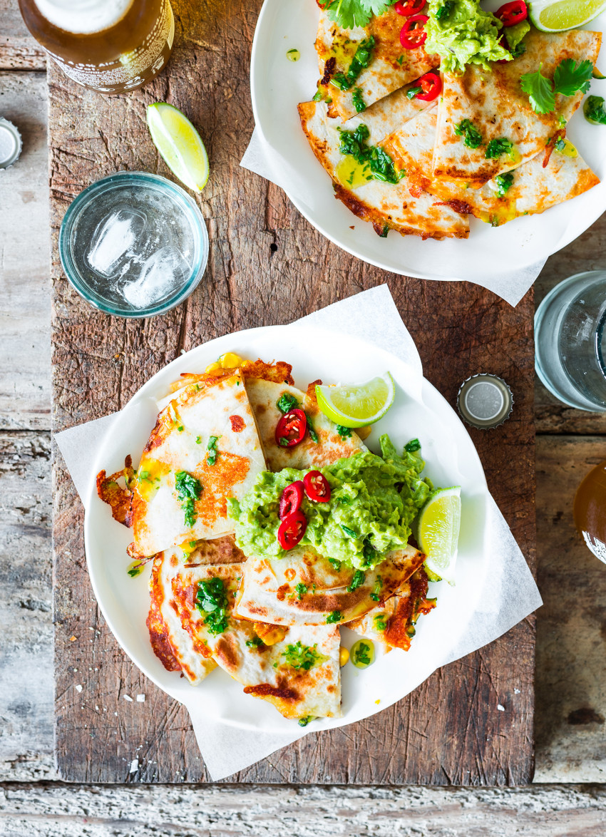 Corn, Zucchini and Oaxaca Cheese Quesadillas 