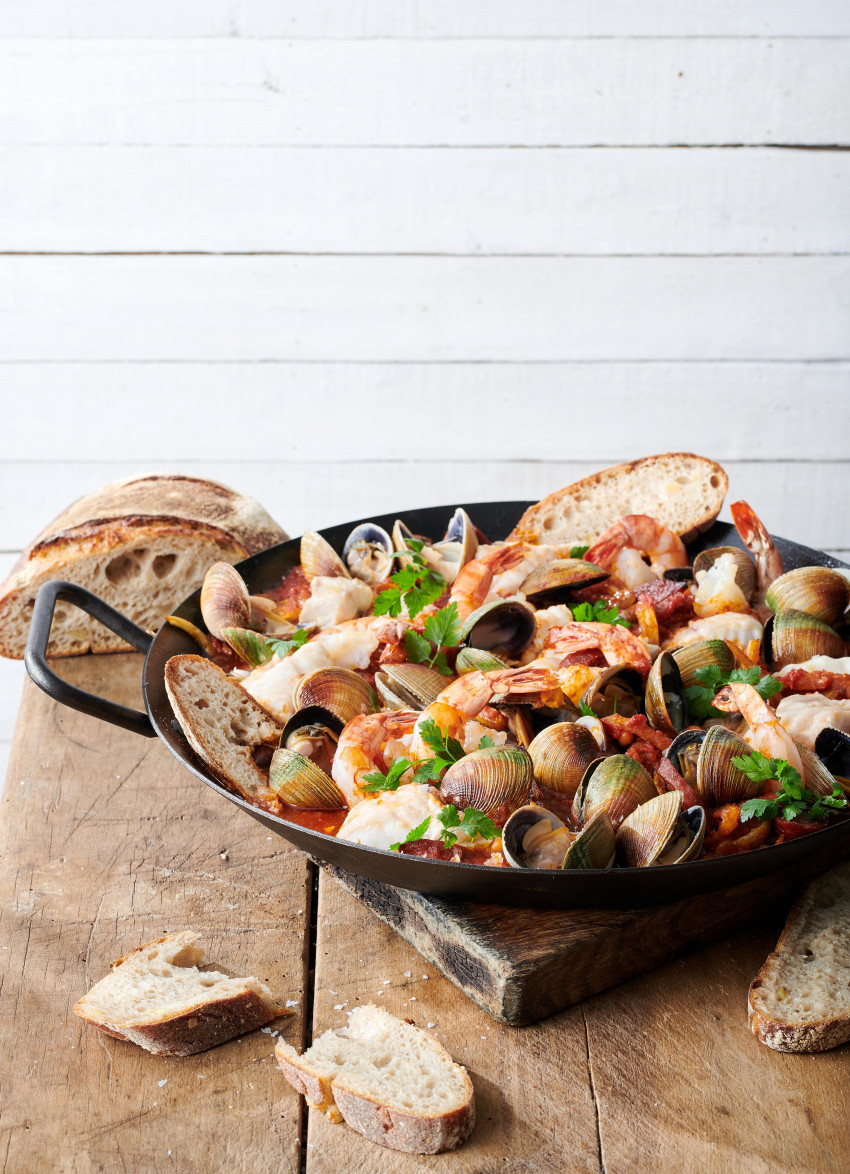 Seafood, White Bean and Chorizo Stew