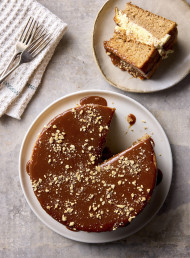 Apple Cream and Walnut Layer Cake with Caramel Glaze