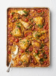 Baked Spanish Rice with Chicken and Chorizo