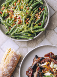 Green Beans and Lemon, Basil Pesto Dressing
