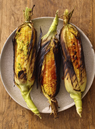Barbecued Sweetcorn with Smoky Chilli and Maple Butter and Curried Mustard Butter