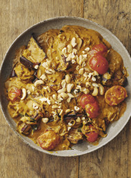 Roasted Eggplant, Tomato and Cashew Nut Curry 