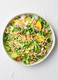 Smoked Chicken and Mango Salad with Crispy Noodles and Peanut Dressing