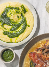 Soft Polenta with Green Herb Swirl