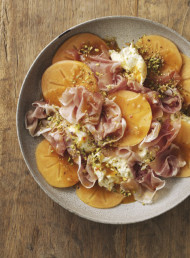 Persimmon, Burrata and Prosciutto Salad 