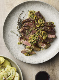 Steaks with Dirty Martini Salsa