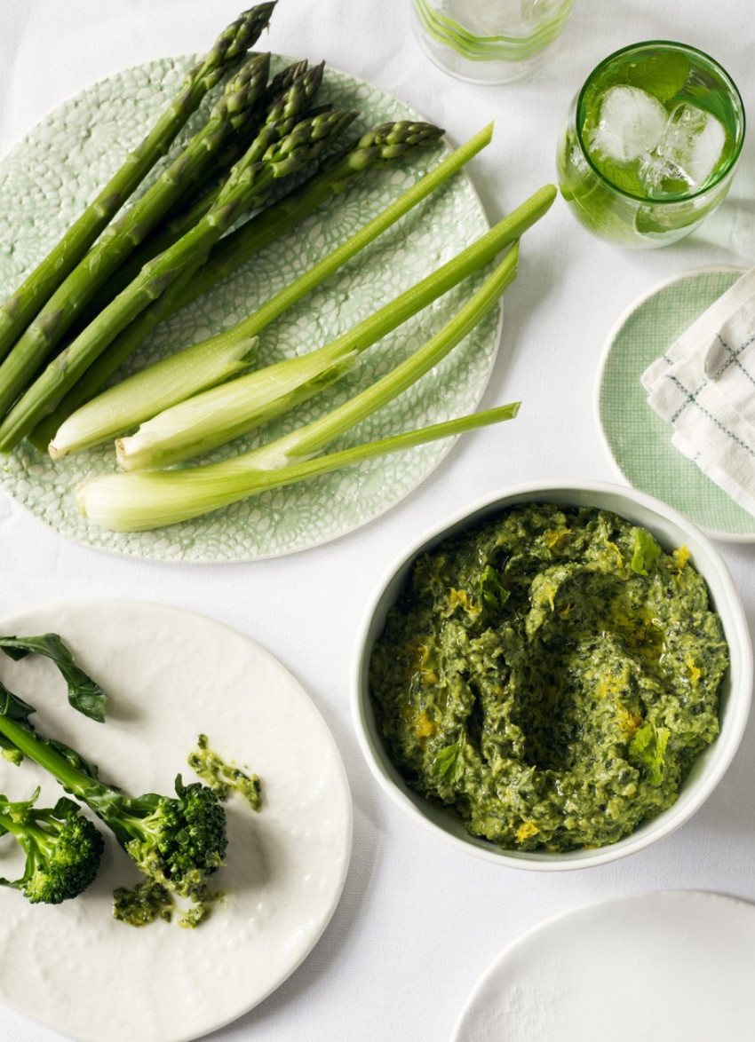 Green Pea, Avocado and Spinach with Lime and Harissa