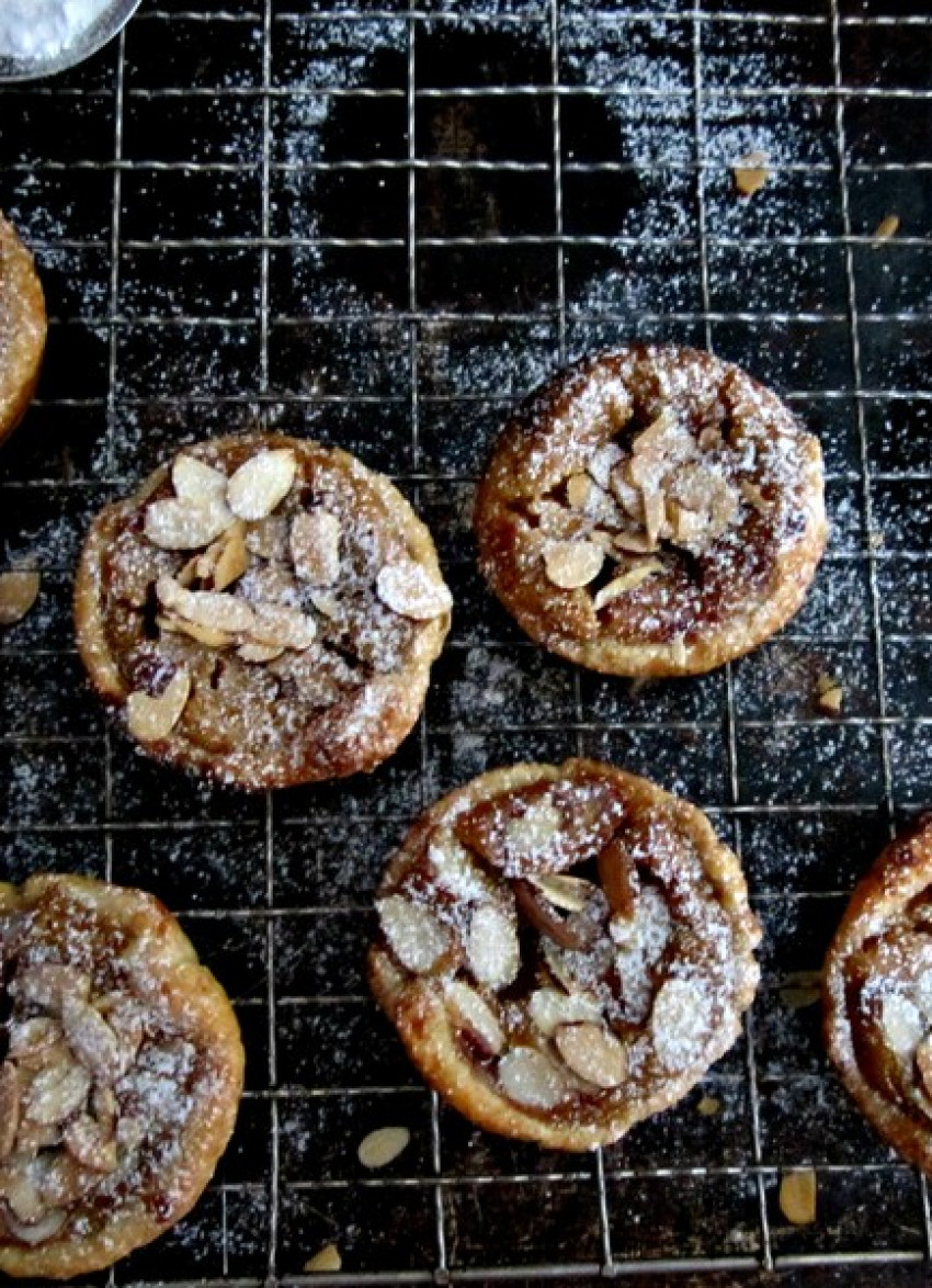 Coffee and Milk Chocolate Custard and Almond Tarts