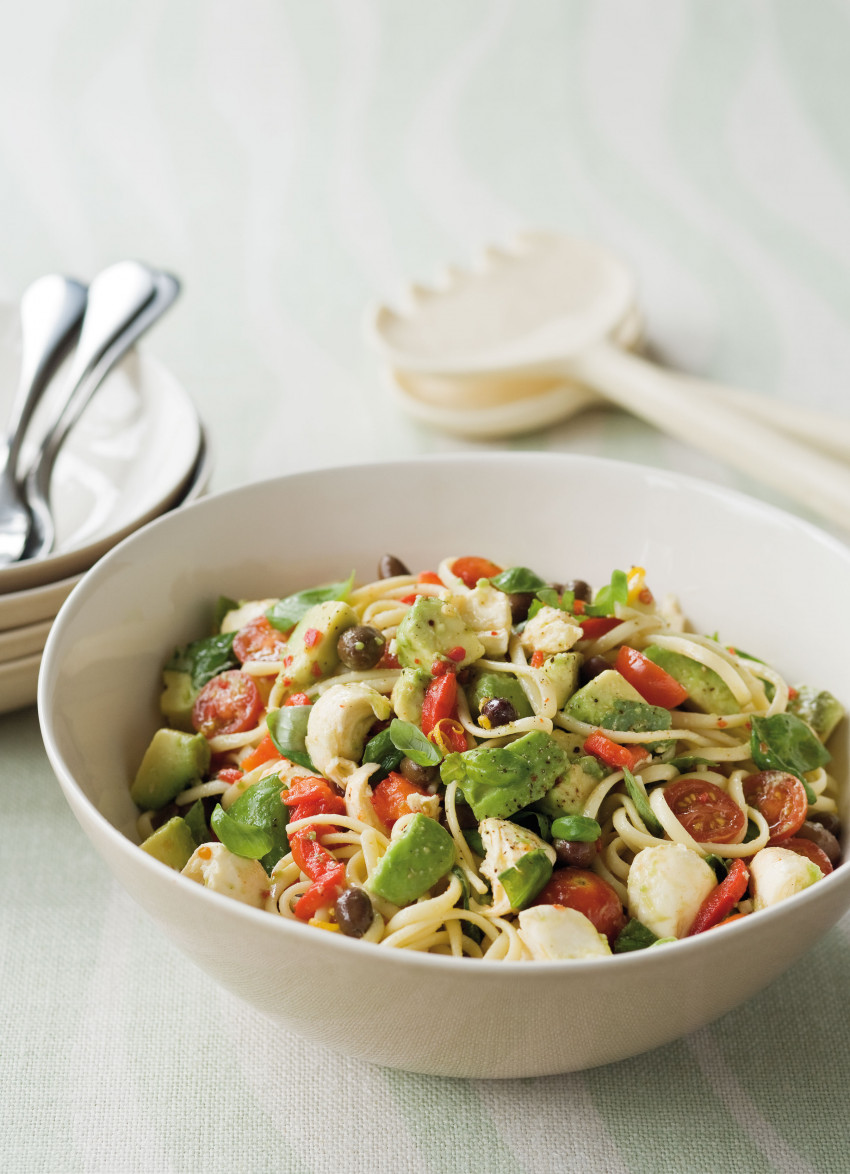 Avocado, Tomato and Mozzarella on Pasta
