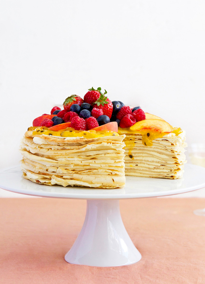Vanilla and Passionfruit Crepe Cake