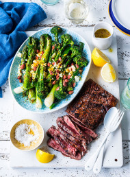 Charred Greens and Skirt Steak 